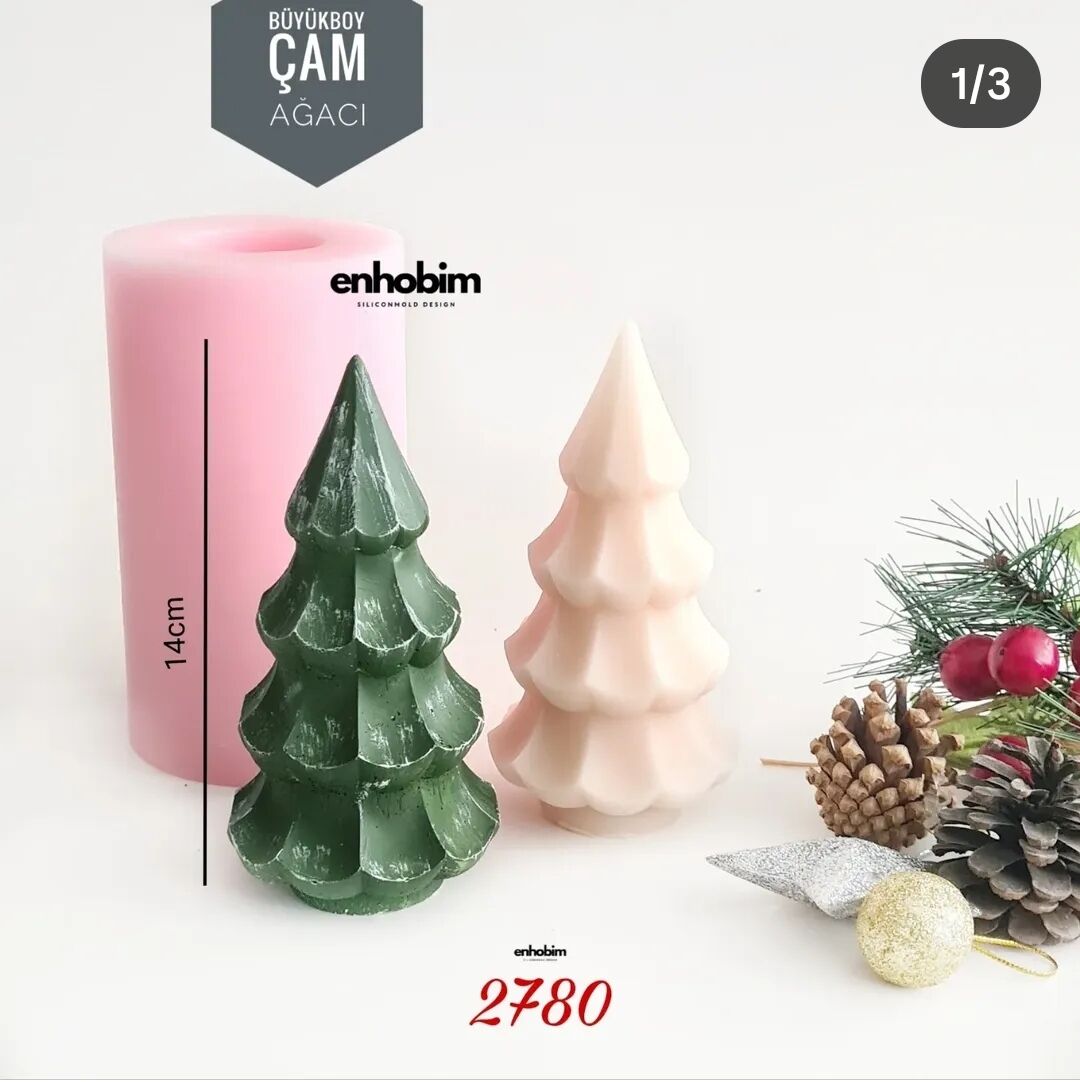 Büyük Boy Çam Ağacı Mum Silikon  Kalıp