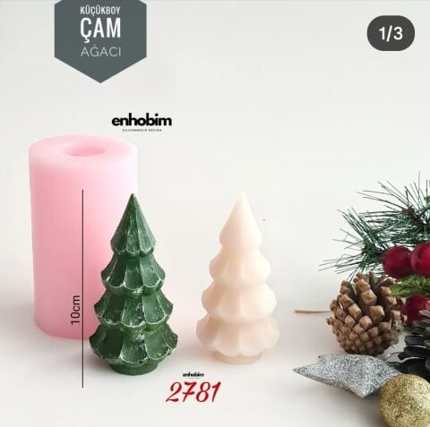 Küçük Boy Çam Ağacı Mum Silikon kalıp