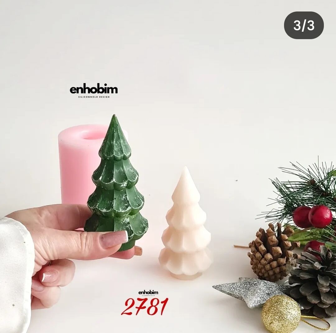 Küçük Boy Çam Ağacı Mum Silikon kalıp