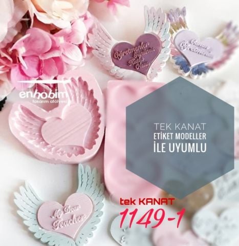 1149-1 Kalp Etiket Kanat Tek silikon kalıp