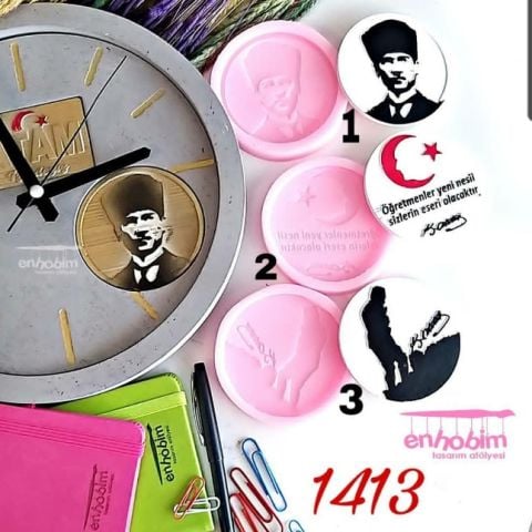 1no Atatürk yuvarlak etiket silikon kalıp adet