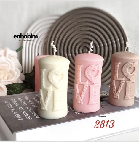Love Yazı Detaylı Silindir Mum Silikon Kalıp