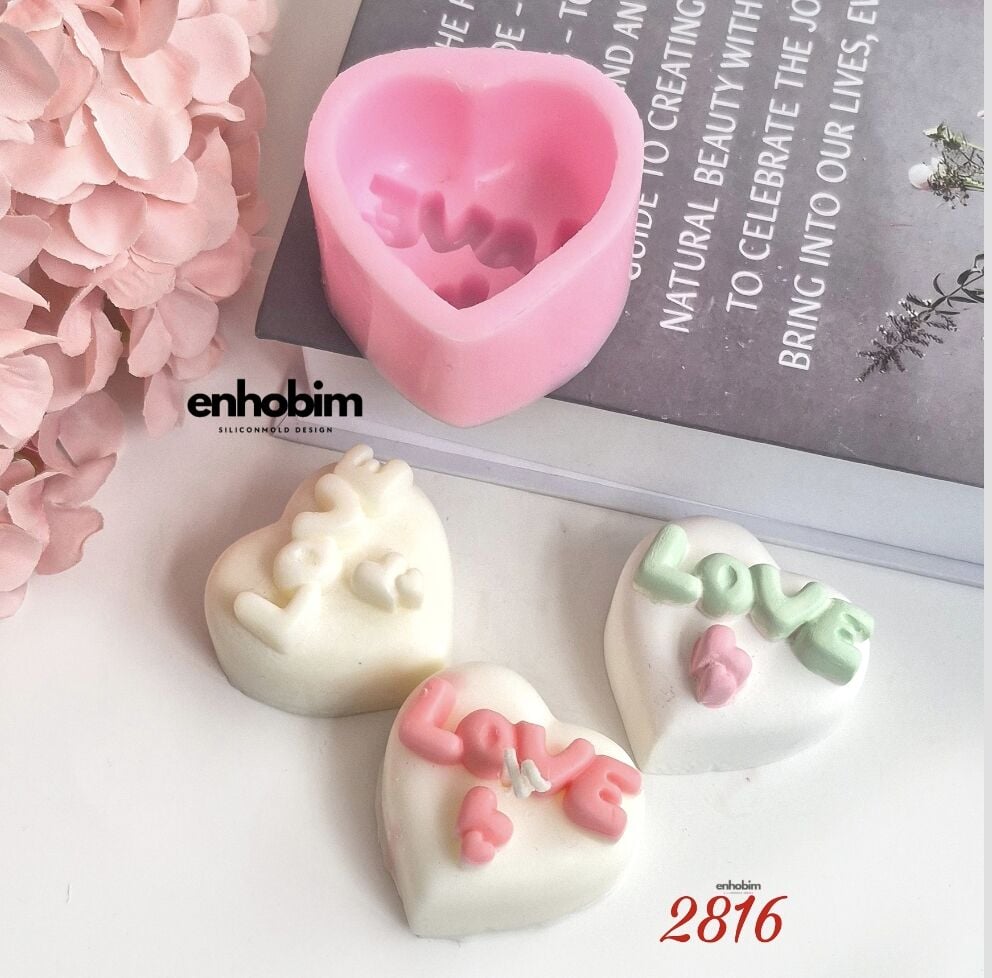 Kalp Love Yazılı Silikon kalıp