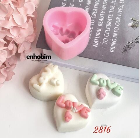 Kalp Love Yazılı Silikon kalıp