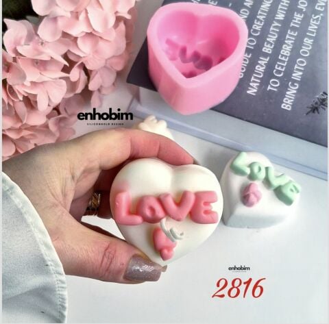 Kalp Love Yazılı Silikon kalıp