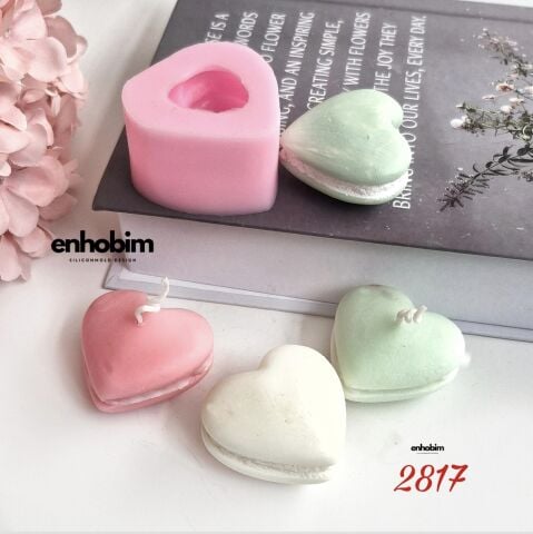 Büyük Boy Tekli Kalp Makaron Mum silikon Kalıp