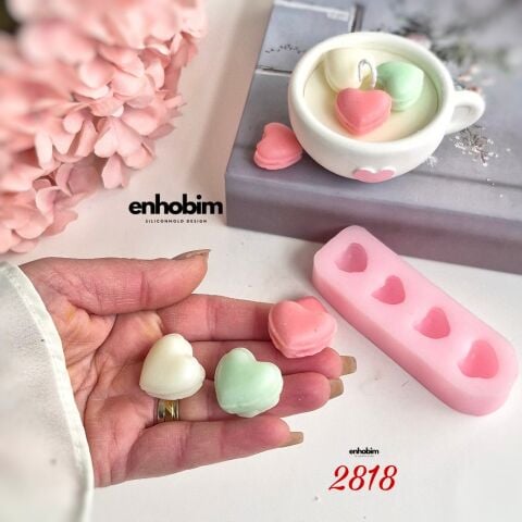 Mini Kalp Makaron 4lü Set Silikon Kalıp