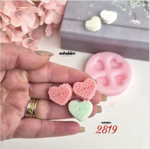 Mini Kalp cookies 4lü Set Mum silikon kalıp