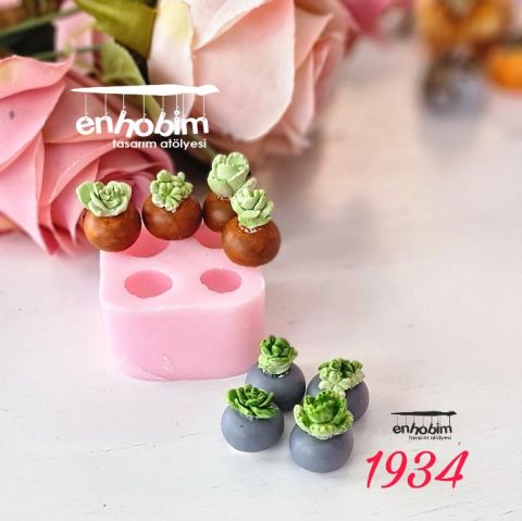 4lü yuvarlak kaktüs silikon kalıbı