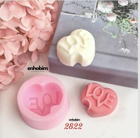 Kalp Love yazılı ısırık mum silikon Kalıp