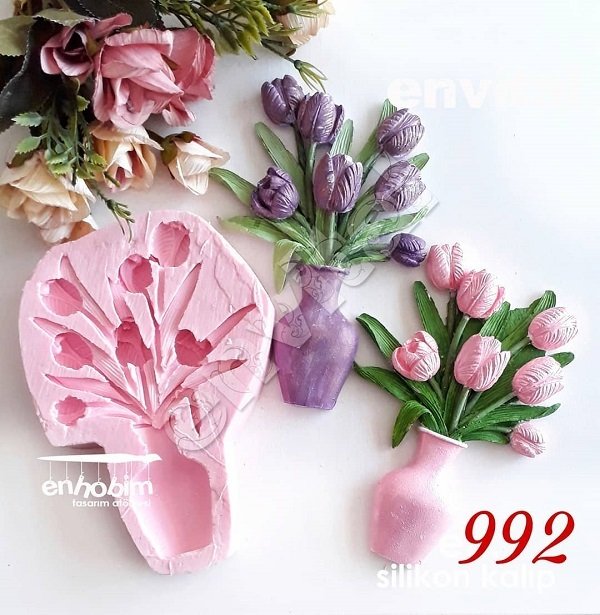 vazoda laleler silikon kalıp