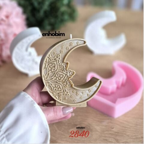 Desenli Hilal Çiçek Desen Detaylı Ramazan Temalı Silikon kalıp