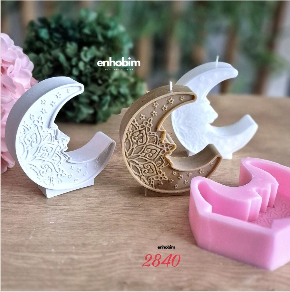 Desenli Hilal Çiçek Desen Detaylı Ramazan Temalı Silikon kalıp