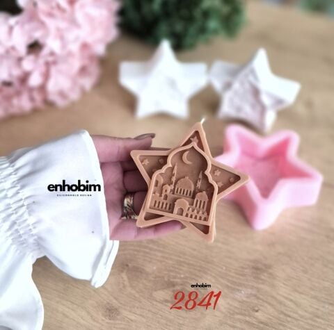 Yıldız Form Ramazan Temalı Mescit Ve Hilal Desenli Silikon Kalıp