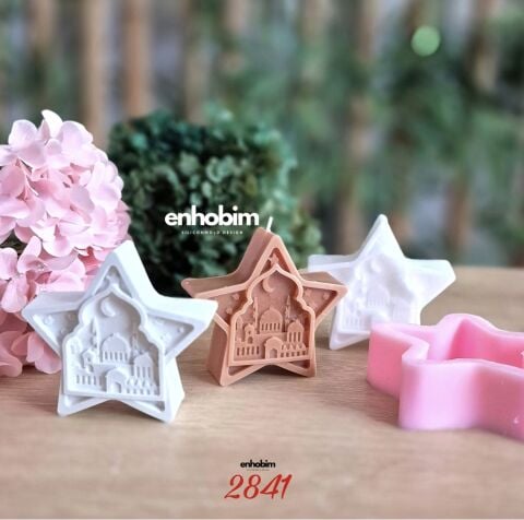 Yıldız Form Ramazan Temalı Mescit Ve Hilal Desenli Silikon Kalıp