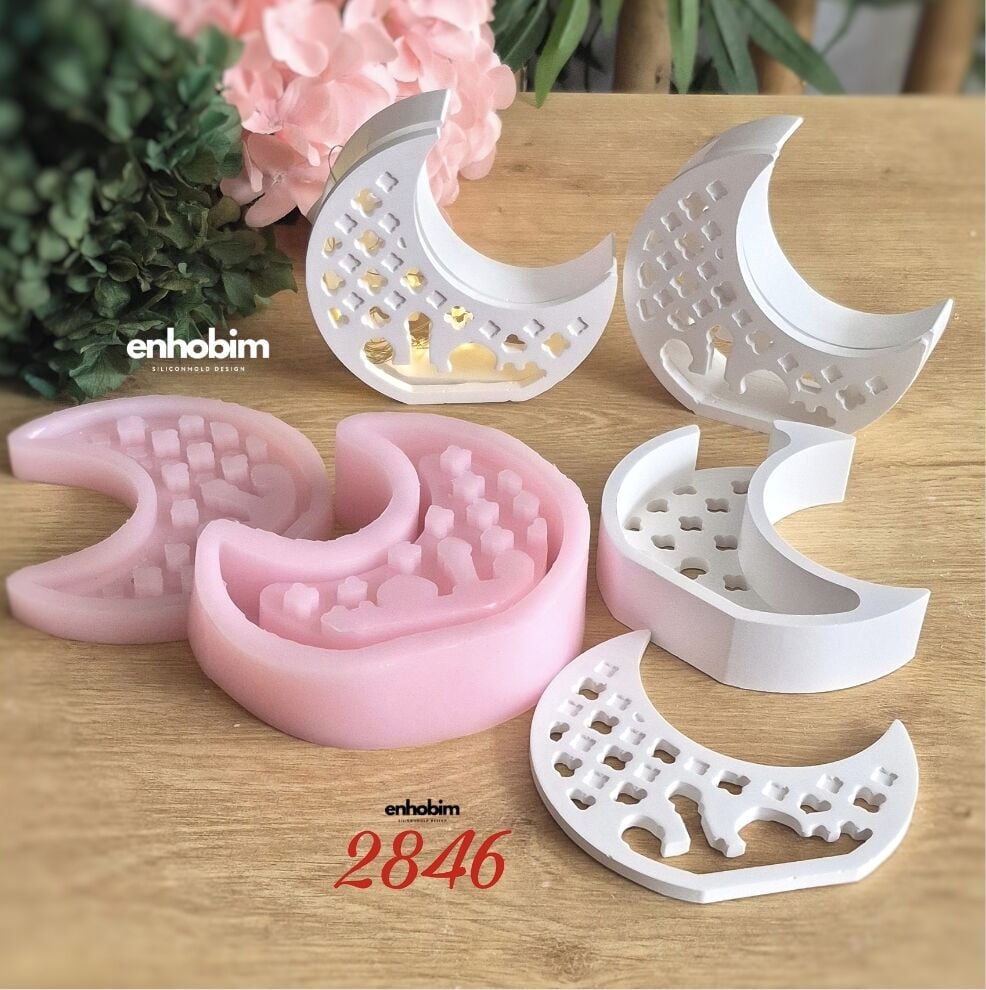 Ramazan Temalı Hilal Işıklanırılabilir Kutu Form Desenli Silikon Kalıp