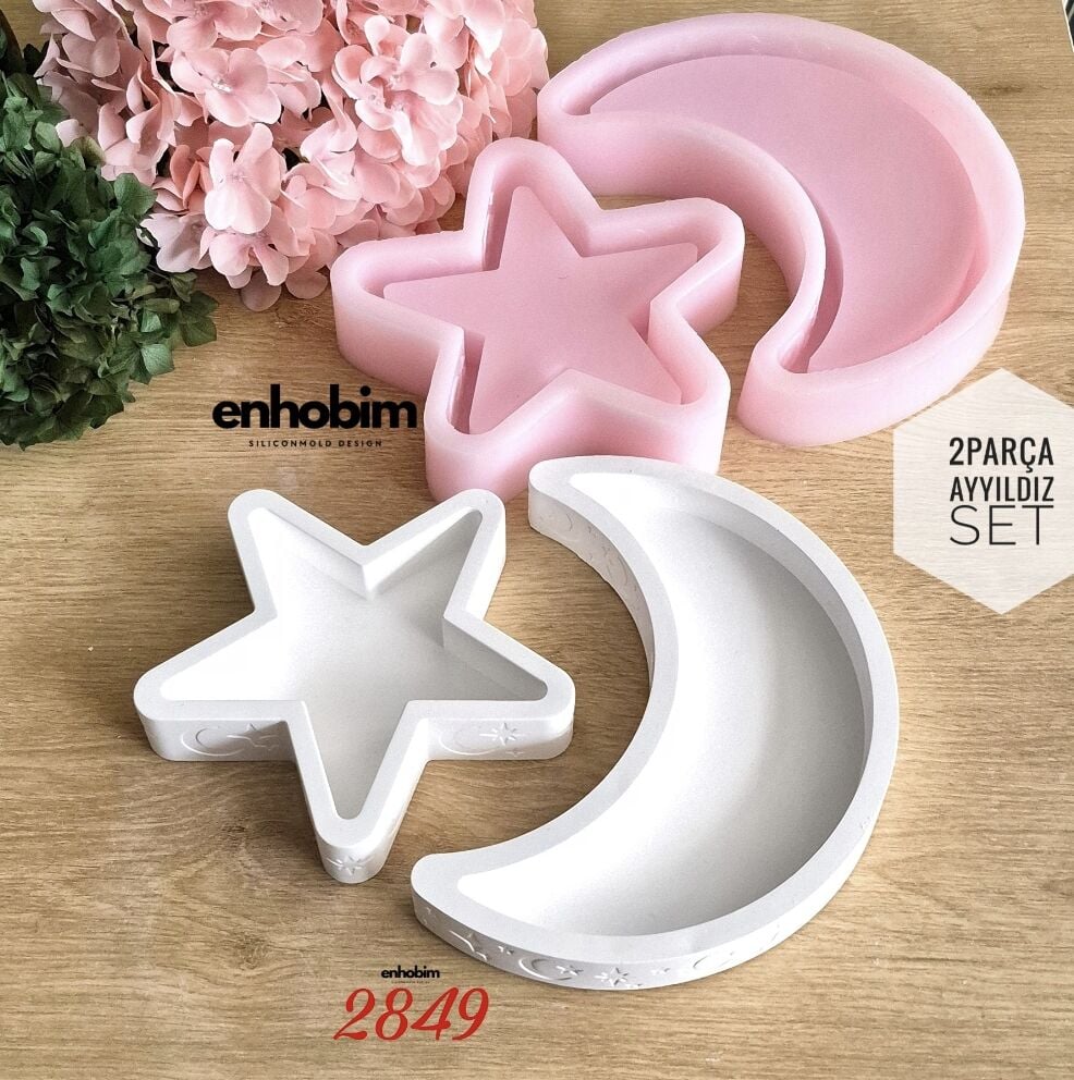 Ay YILDIZ 2Lİ SET Mumluk Silikonkalıp