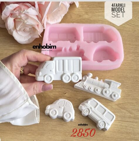 4lü Küçük Araç Set Silikon Kalıp