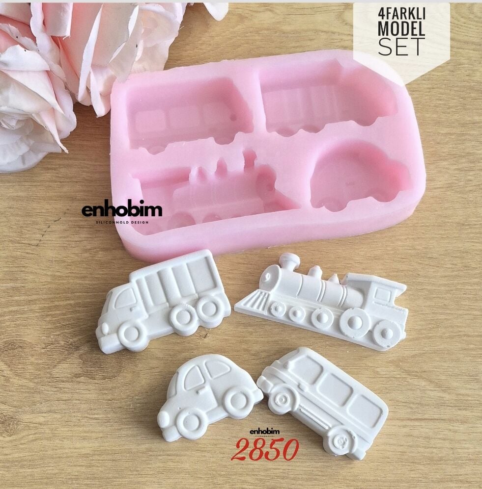 4lü Küçük Araç Set Silikon Kalıp