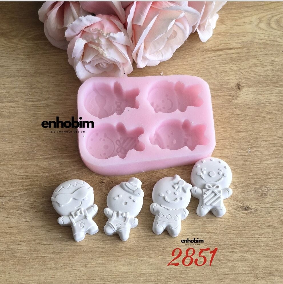 4lü Bisküvi Adam Set Silikon Kalıp