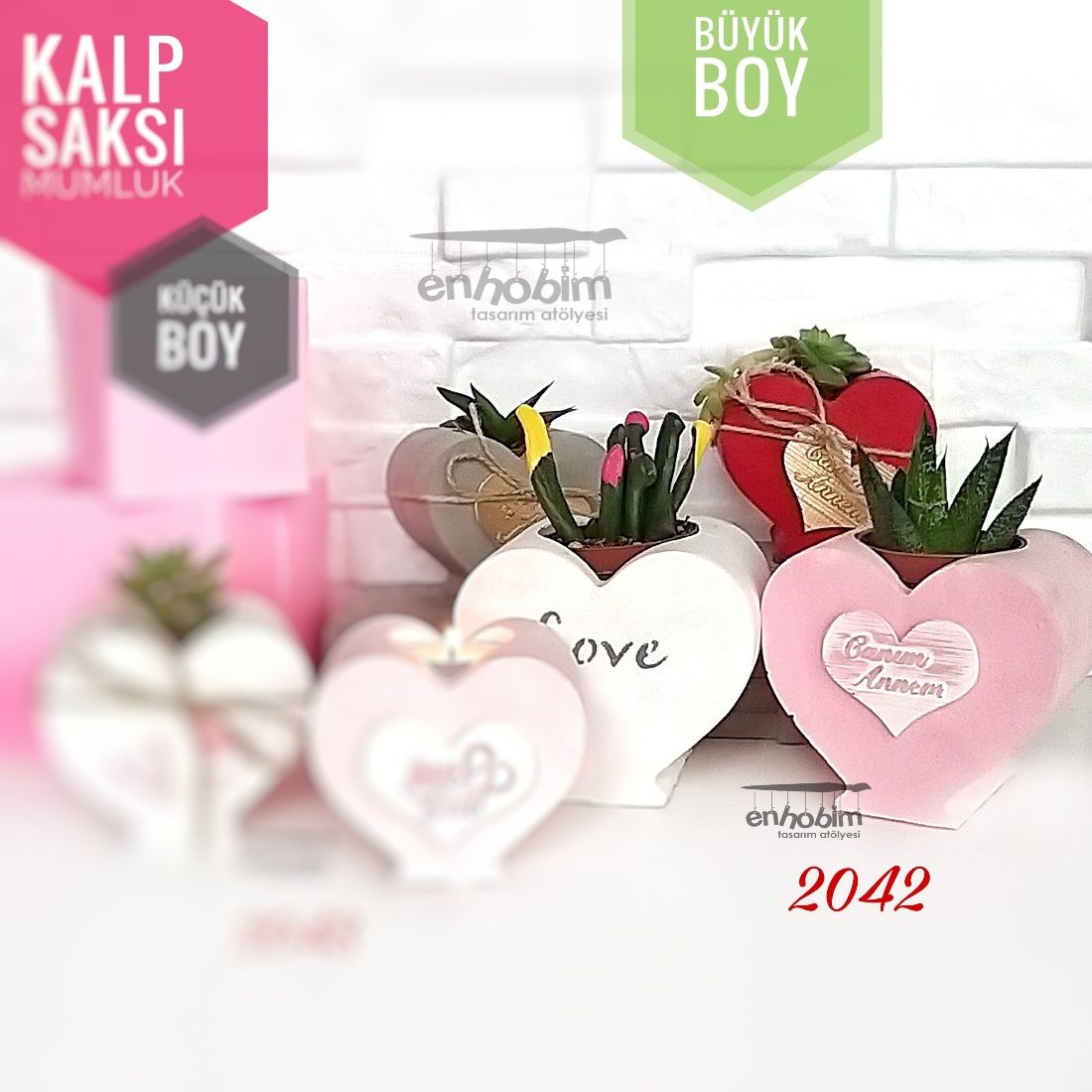 I LOVE YOU Büyük Boy Kalp Saksı Silikon Kalıbı