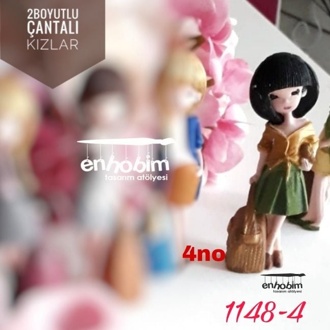 2 Boyutlu çantalı kızlar 4no Silikon kalıp