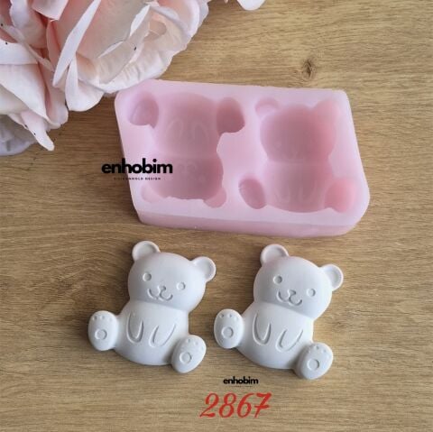 Ayıcık Oturan 2li Silikon Kalıp