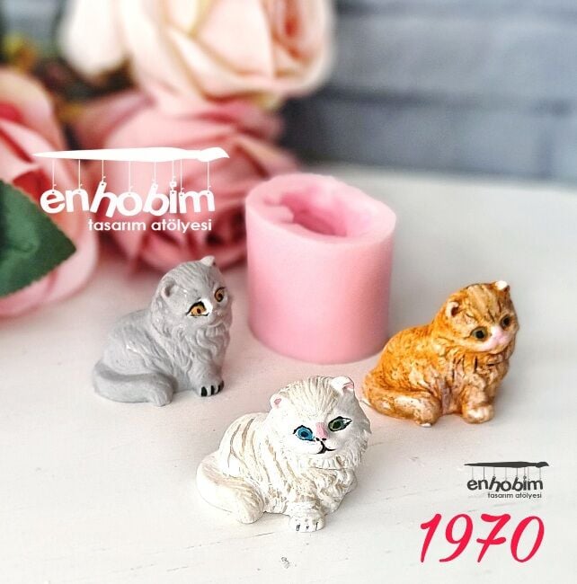Kedi minik biblo obje silikon kalıp