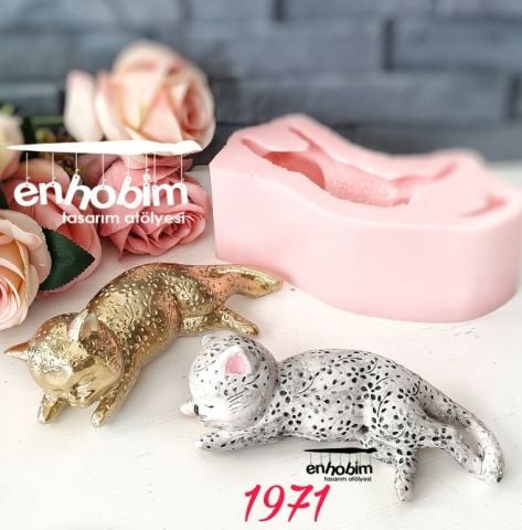 KEDİ UYUYAN  BİBLO OBJE silikon kalıp