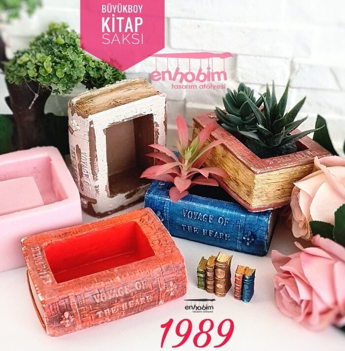 Tekli Büyük Kitap Saksı silikon kalıp