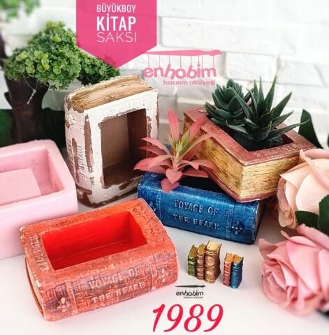 Tekli Büyük Kitap Saksı silikon kalıp