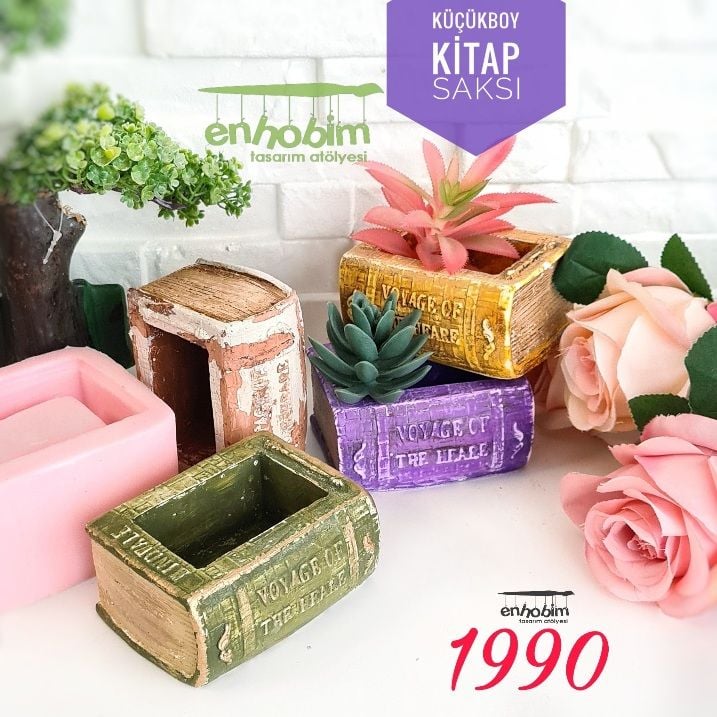 Küçük Kitap Saksı silikon kalıp