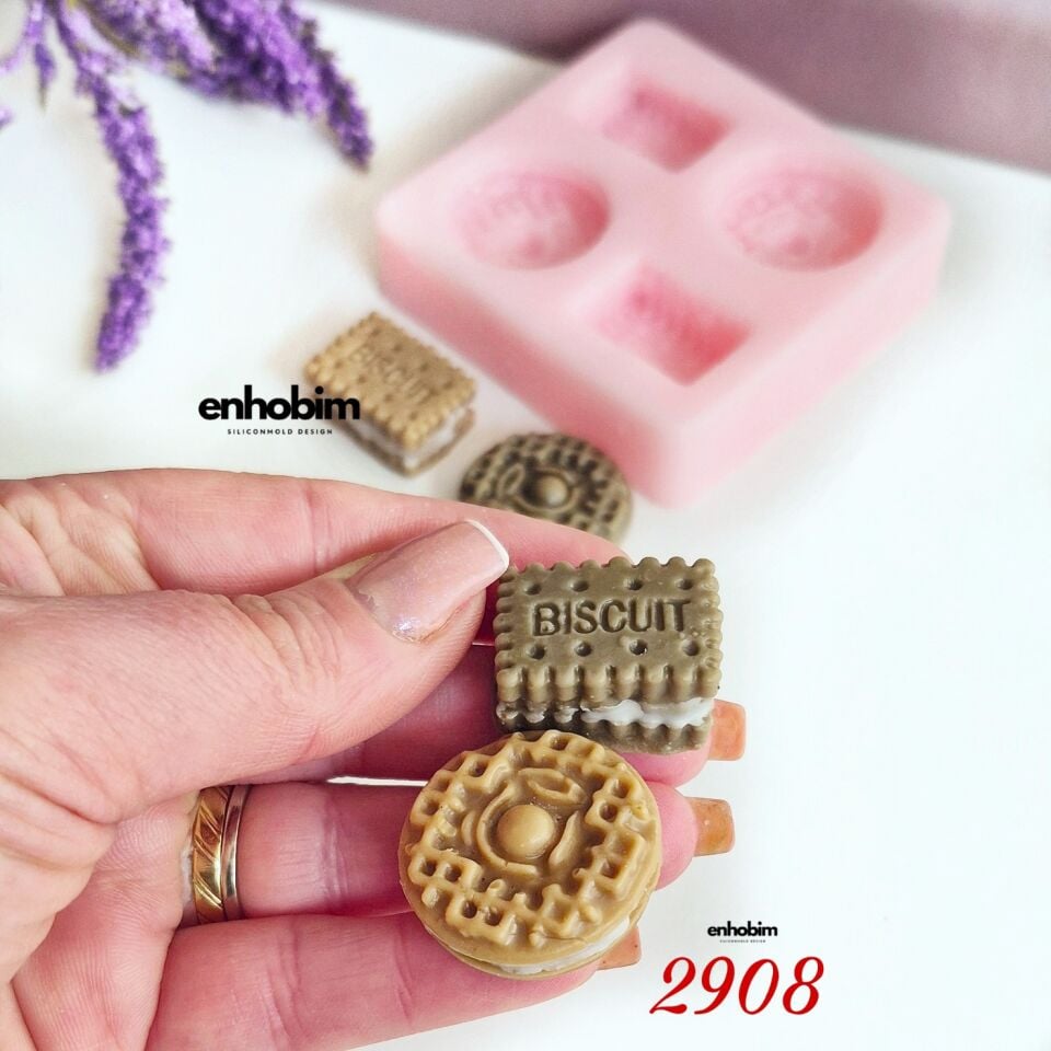 Bisküvi mini kremalı yuvarlak ve kare form Set silikon kalıp