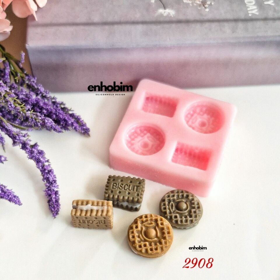 Bisküvi mini kremalı yuvarlak ve kare form Set silikon kalıp