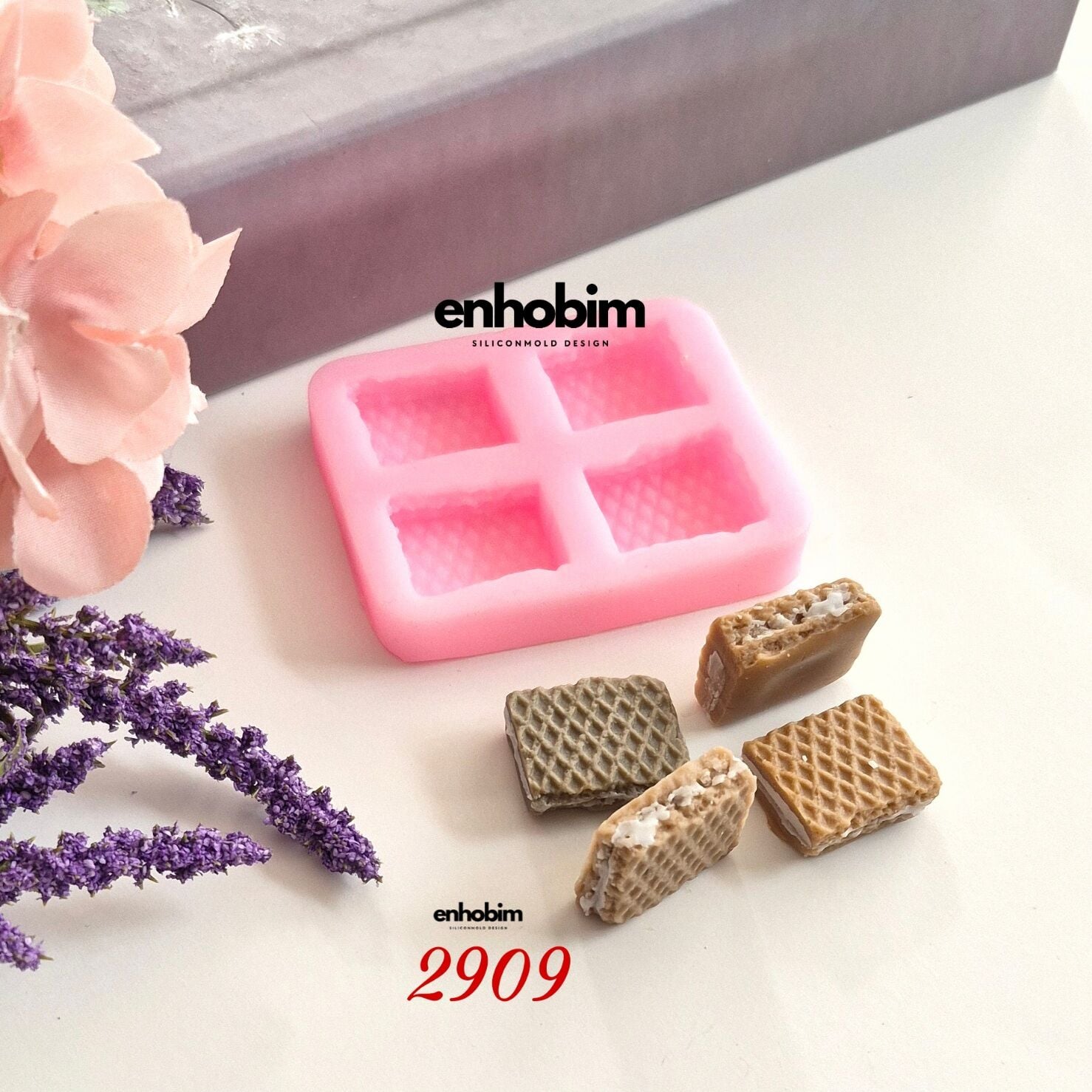 Gofret kare ince yarım form 4lü set silikon kalıp
