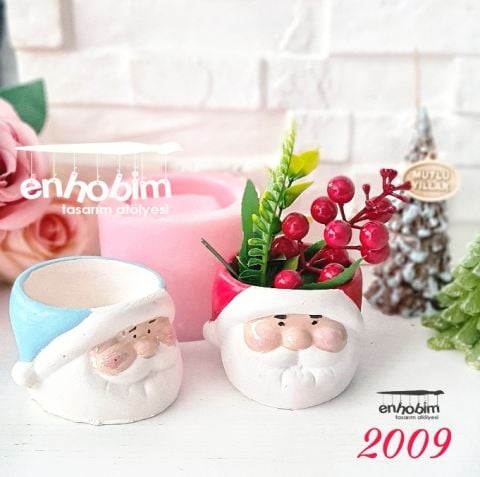 Saksı Noel Baba silikon kalıp