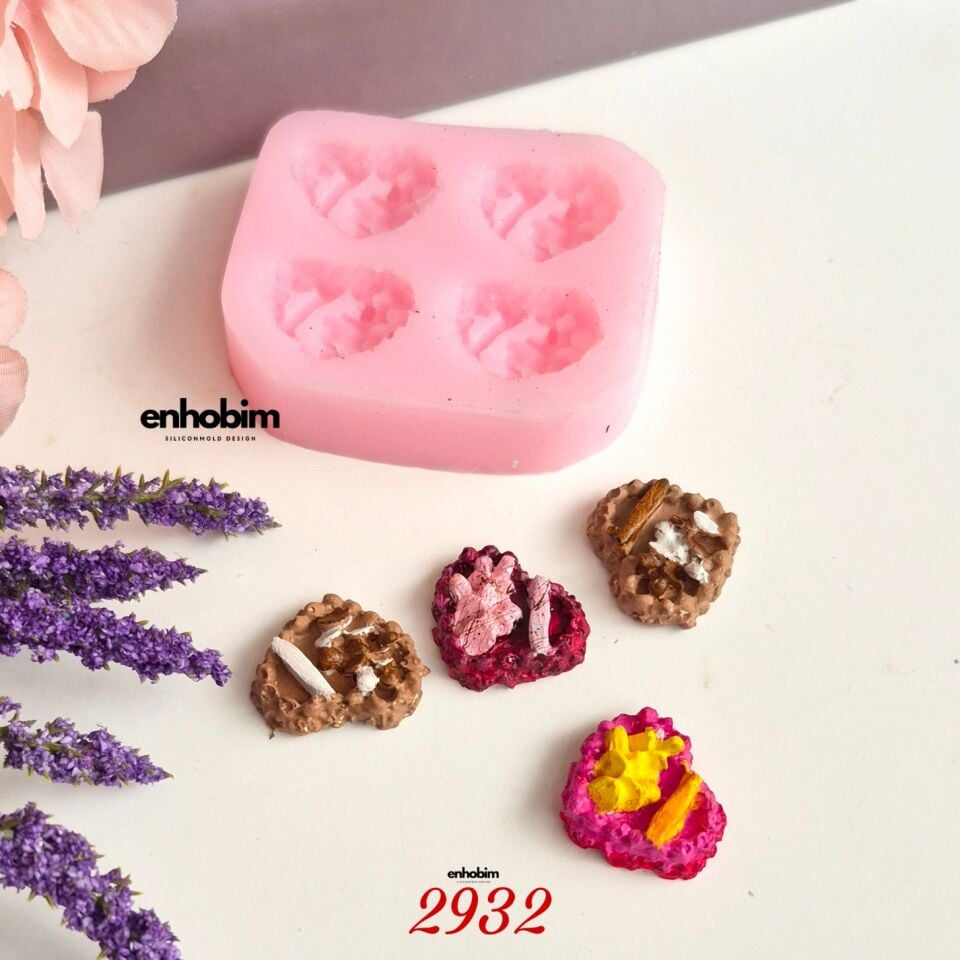 Mini  kalp Pasta  4lü set Silikon kalıp