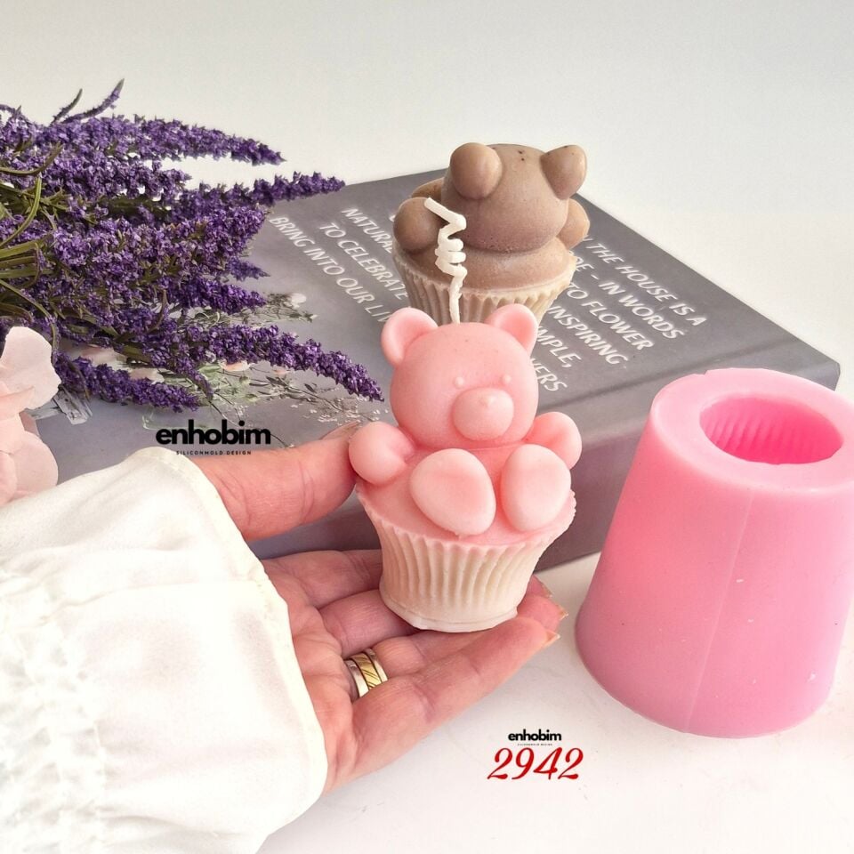 Cupkek te Ayıcık Mum Silikon Kalıp