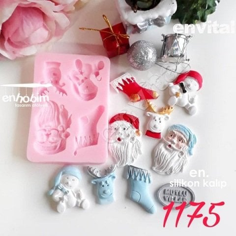 Çocuklu noel obje silikon kalıp