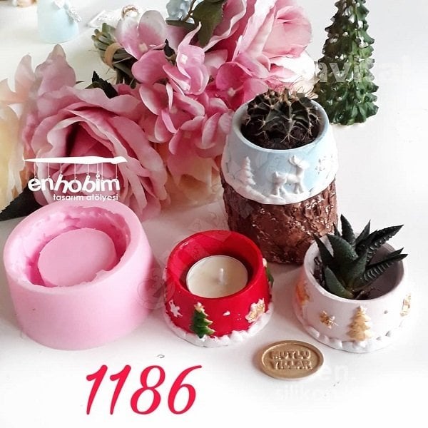 Yılbaşı temalı mumluk silikon kalıp