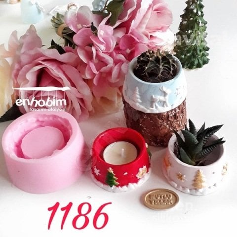 Yılbaşı temalı mumluk silikon kalıp