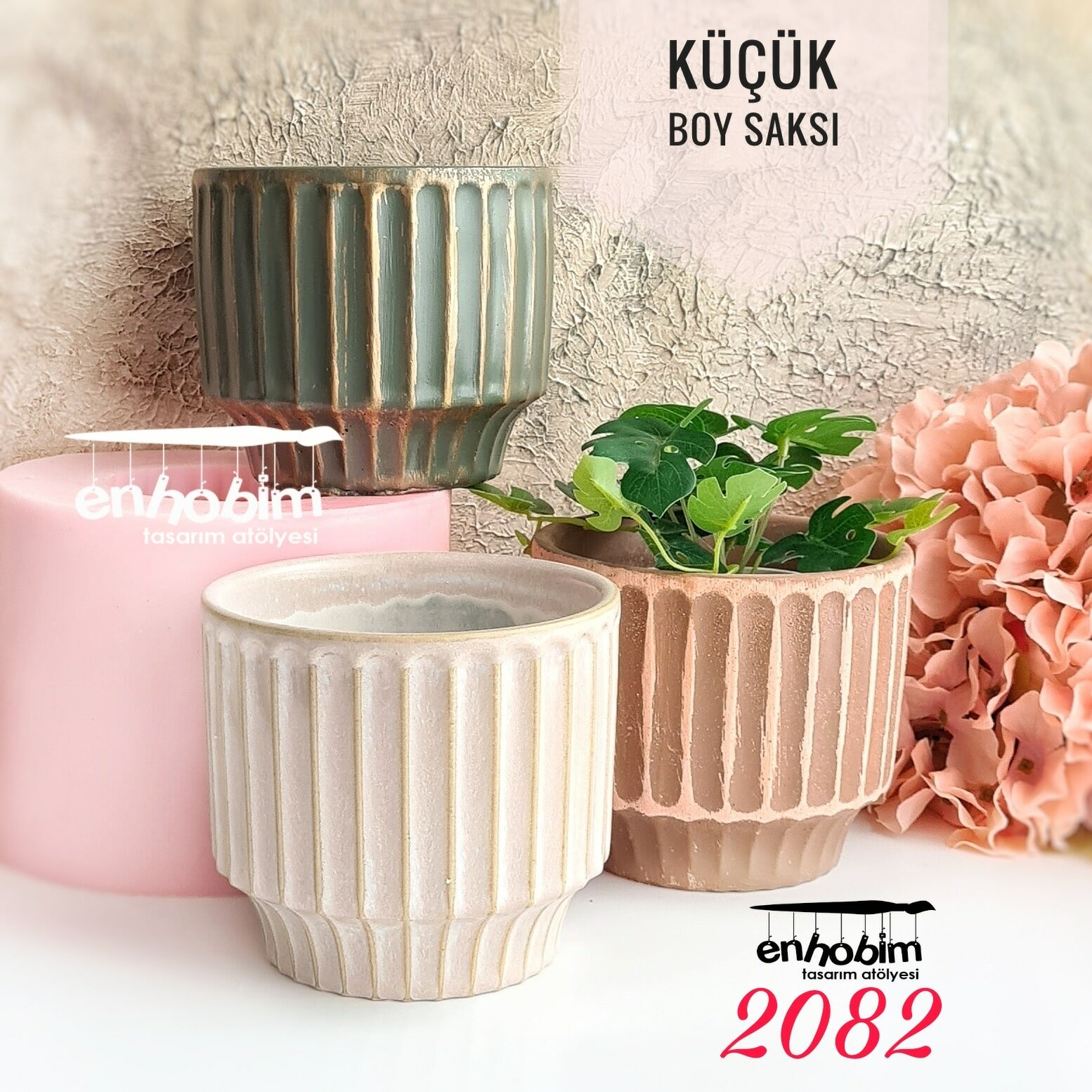 Küçük Boy Çizgili Saksı Silikon Kalıp