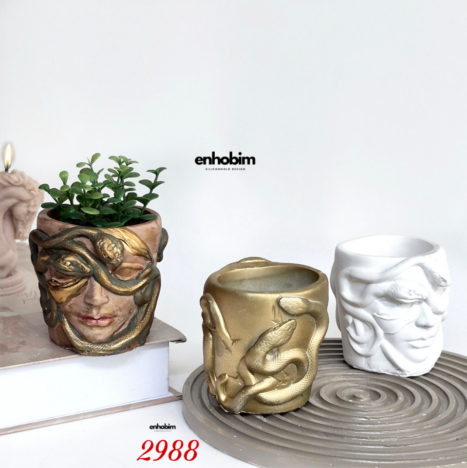 Medusa Saksı Vazo Silikon Kalıp