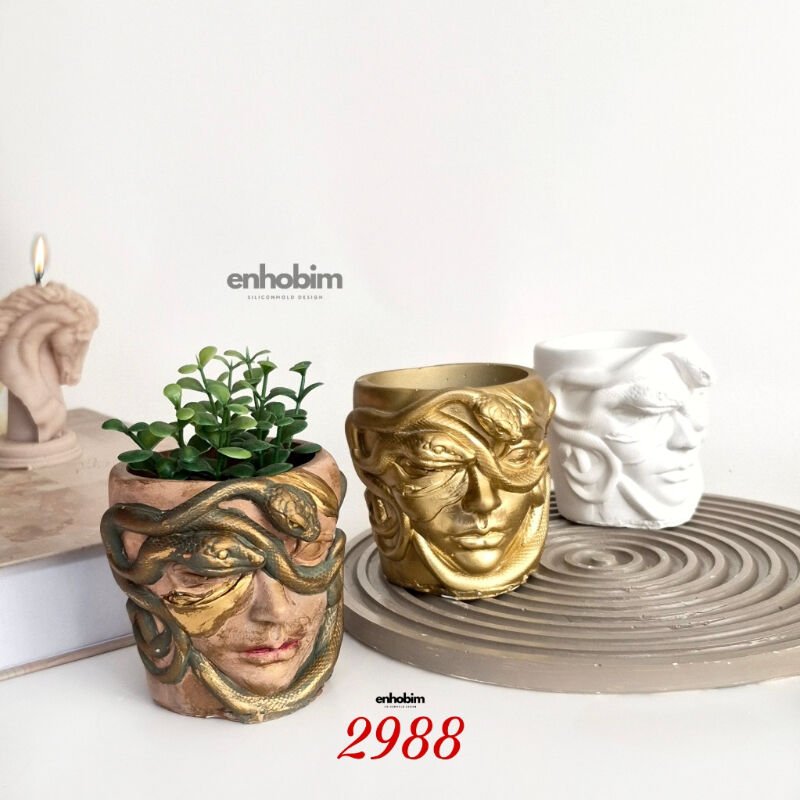 Medusa Saksı Vazo Silikon Kalıp