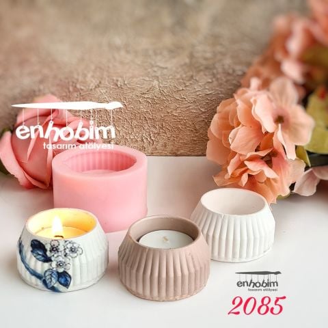 Minik Çizgili form Mumluk silikon kalıp