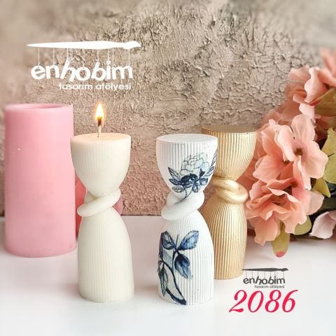 Çizgili Form Düğümlü Mum Silikon Kalıp