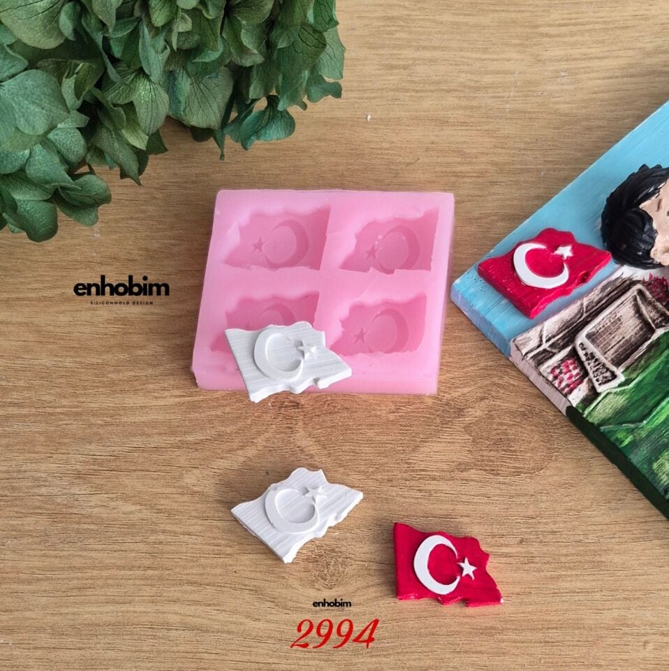 Türk Bayrağı 4lü Mini Bayrak Silikon Kalıp