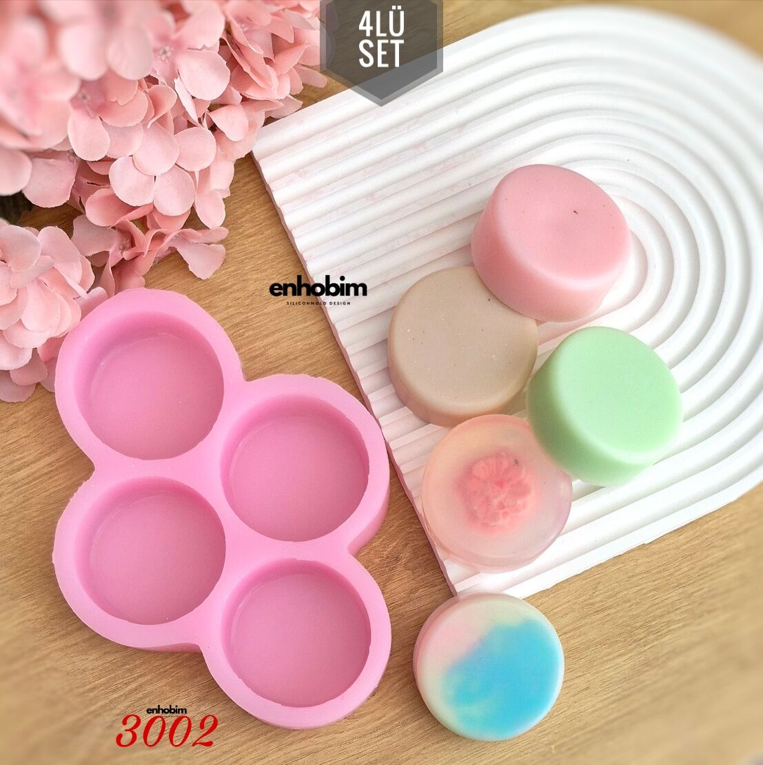 4lü Set Yuvarlak Sabun Silikon Kalıp