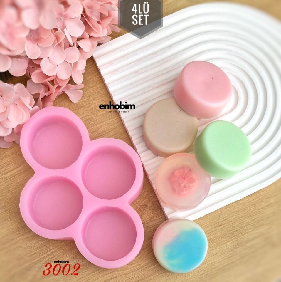 4lü Set Yuvarlak Sabun Silikon Kalıp