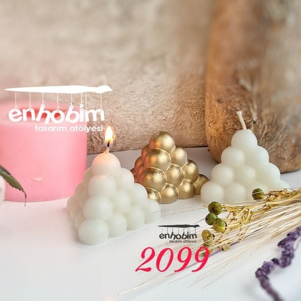 Ücgen pramit bubble mum silikonkalıp